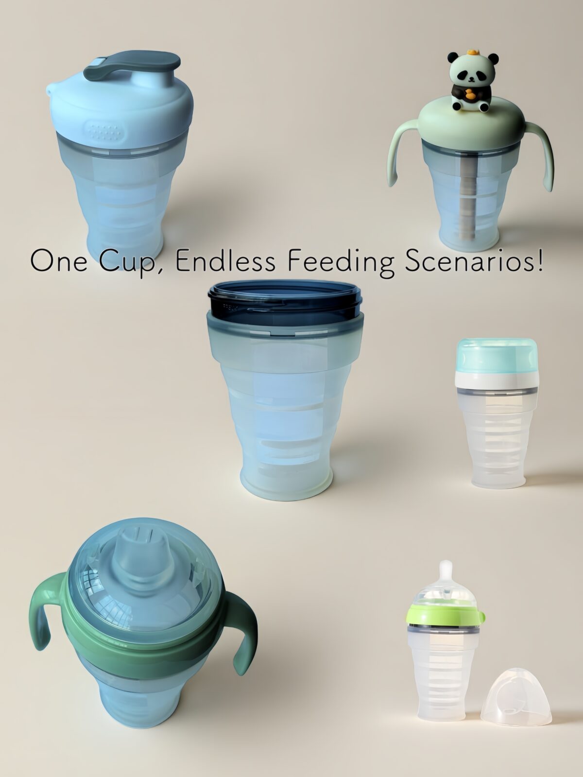 5-in-1 cup Fold & Swap Lids — One Cup, Endless Feeding Scenarios! 180ml - Image 1
