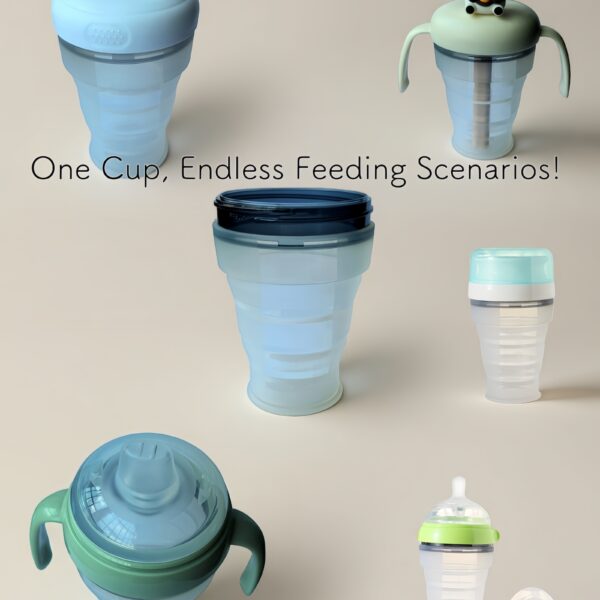 5-in-1 cup Fold & Swap Lids — One Cup, Endless Feeding Scenarios! 180ml